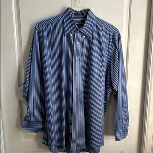 Kirkland Signature Men's Blue Striped Dress Shirt 16.5 / 33